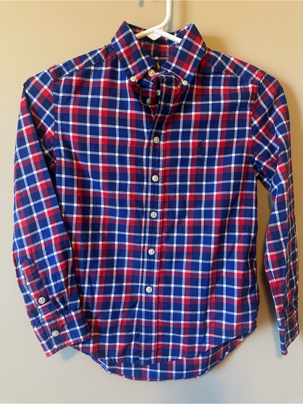 Ralph Lauren Navy & Red Plaid Button-Down Shirt size 8 boys